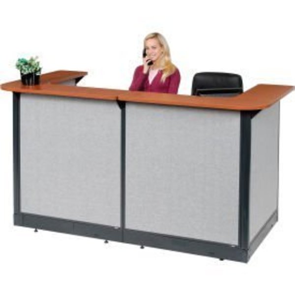 Global Equipment Interion    U-Shaped Reception Station w/Raceway 88"W x 44"D x 46"H Cherry Counter Gray Panel 249008NCG